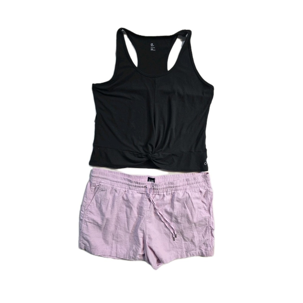 Gap Fit Women's Athletic Tank Shorts Pink XXL Black Breathe Lot‎ Of 2